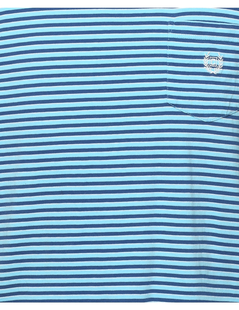 Blue & Navy Striped Printed T-shirt - M
