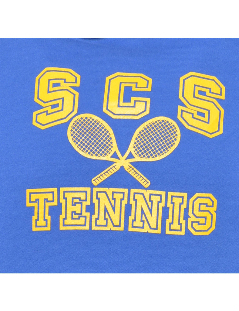 Blue Tennis Printed Hoodie - M