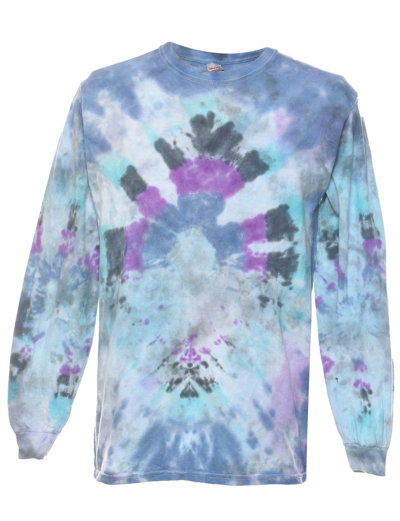 Blue Tie Dye Long Sleeve T-shirt - M