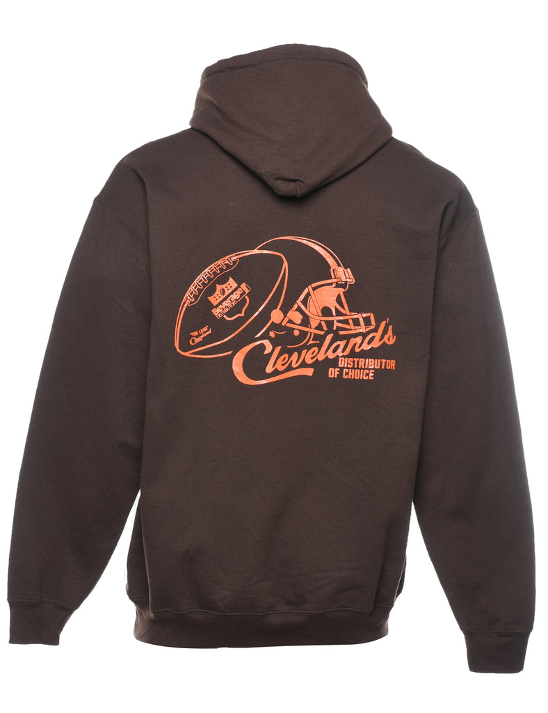 Brown & Orange Cleveland Printed Hoodie - XL