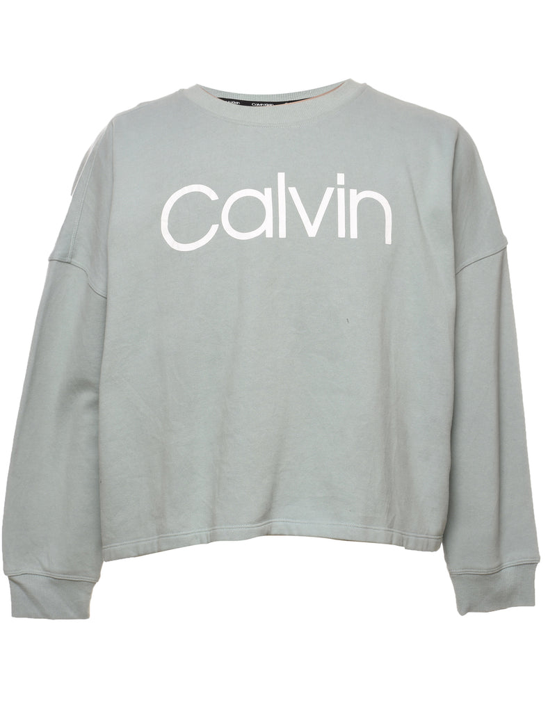 Calvin Klein Light Grey & White Printed Sweatshirt - XL