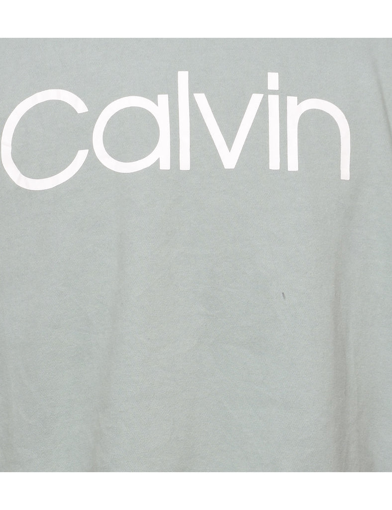 Calvin Klein Light Grey & White Printed Sweatshirt - XL