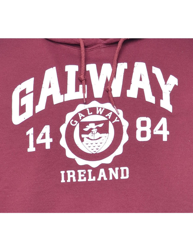 Calway Printed Burgundy & White Hoodie - M