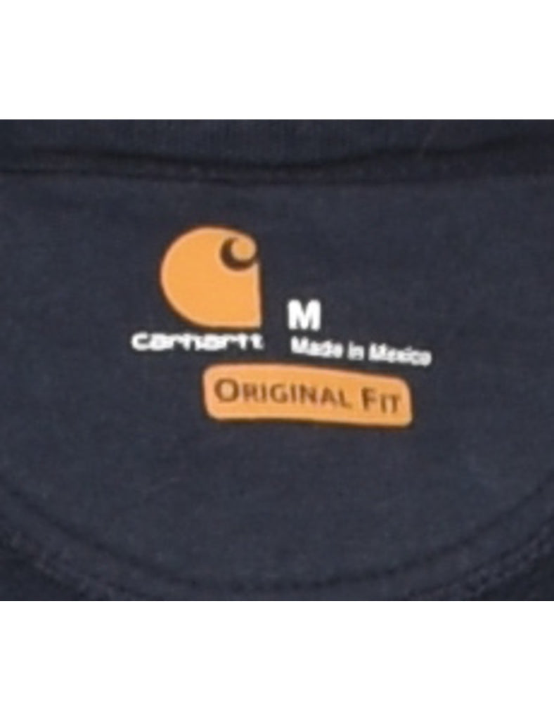 Carhartt Plain Navy Quarter-Zip Sweatshirt - M