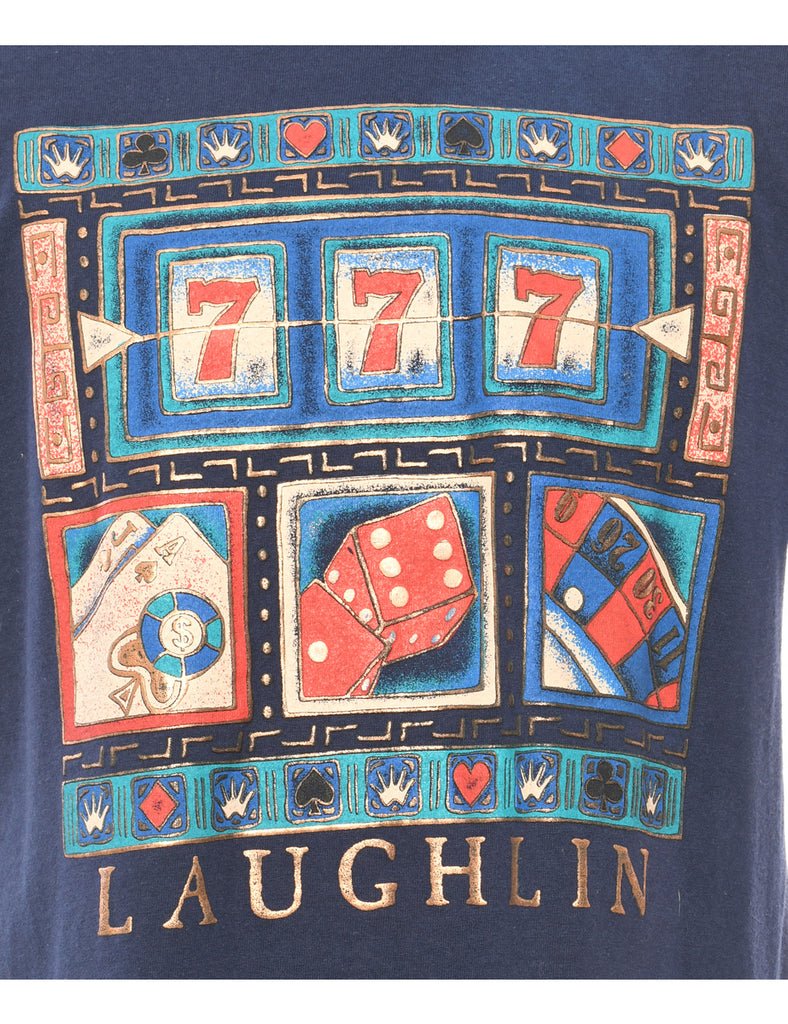 Casino Navy Printed T-shirt - L