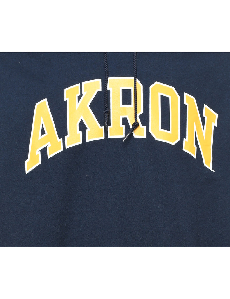 Champion Akron Navy & Yellow Printed Hoodie - XL