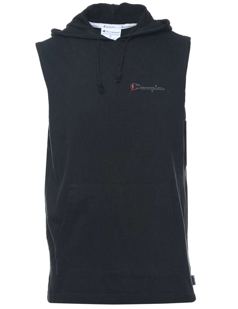 Champion Black Sleeveless Hooded Sweatshirt - M