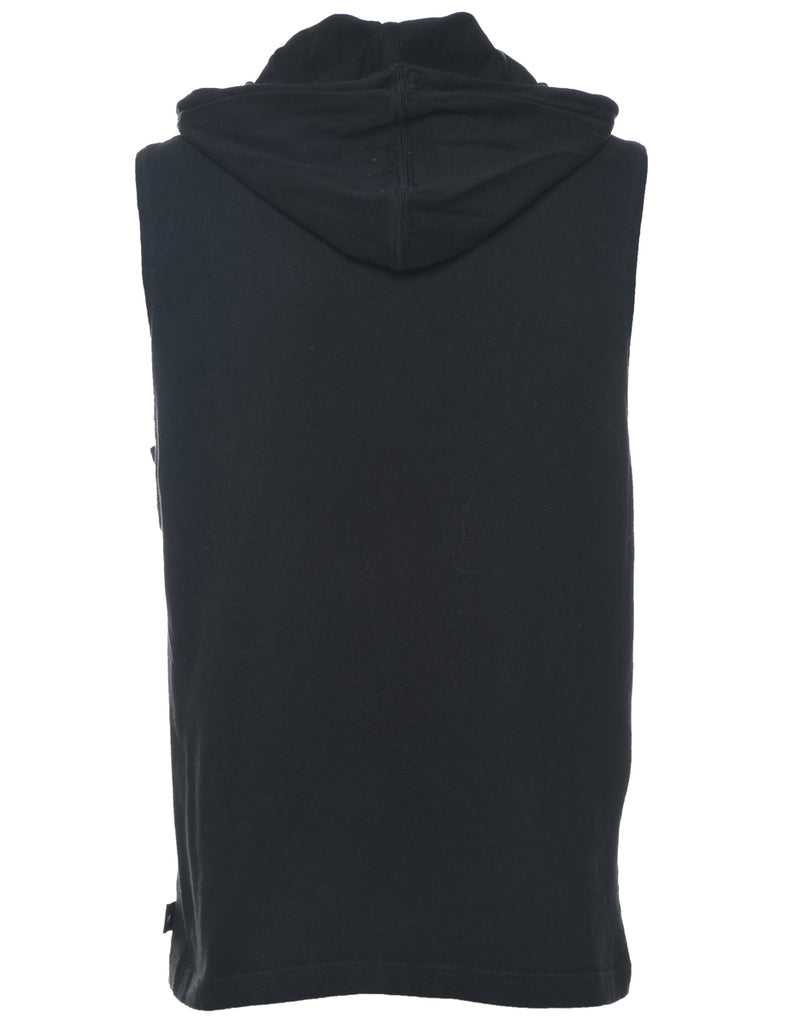 Champion Black Sleeveless Hooded Sweatshirt - M