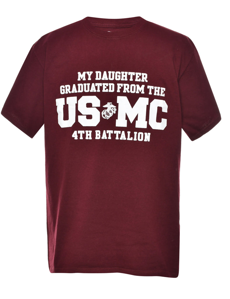 Champion My Daughter Graduated From The US MC Printed T-shirt - M