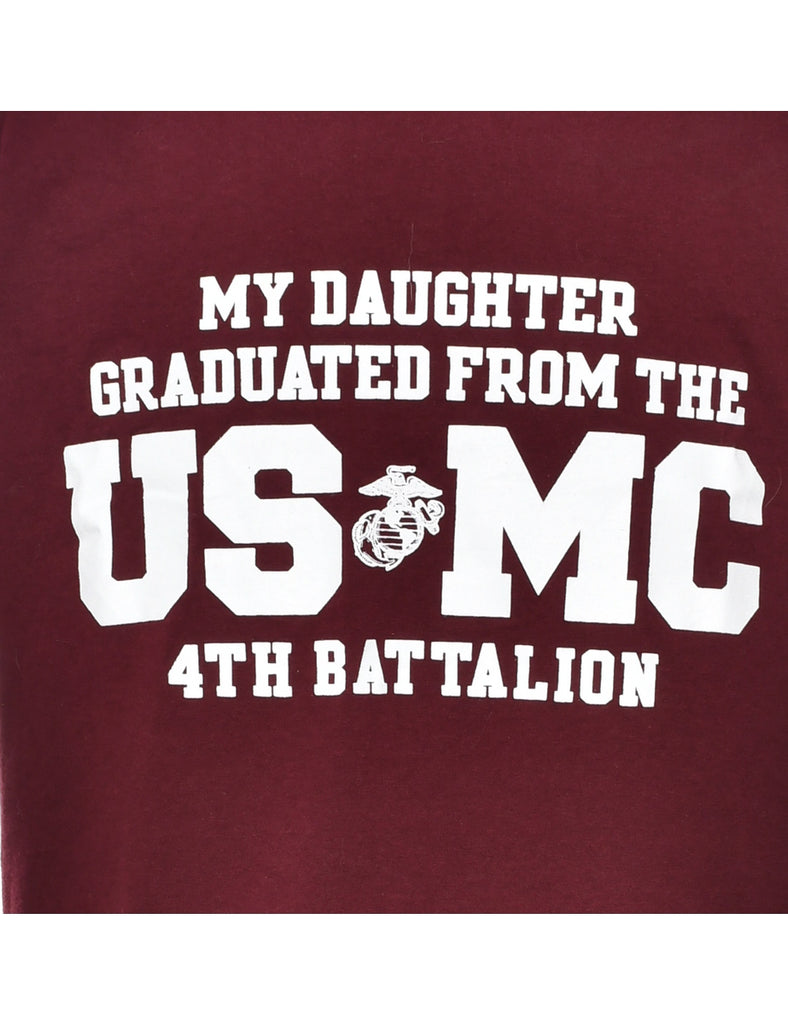 Champion My Daughter Graduated From The US MC Printed T-shirt - M