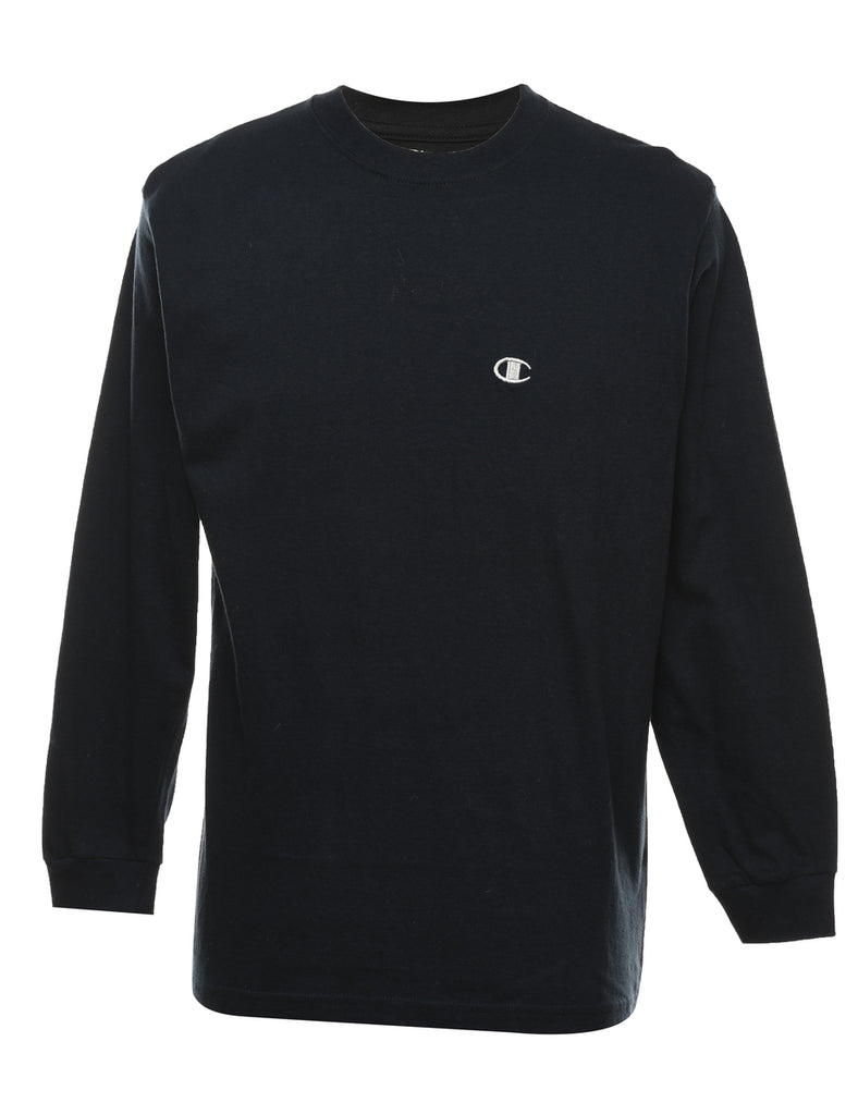 Champion Plain Black Long-Sleeve T-shirt - M