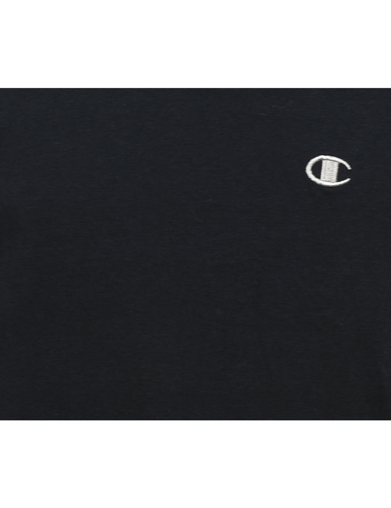 Champion Plain Black Long-Sleeve T-shirt - M