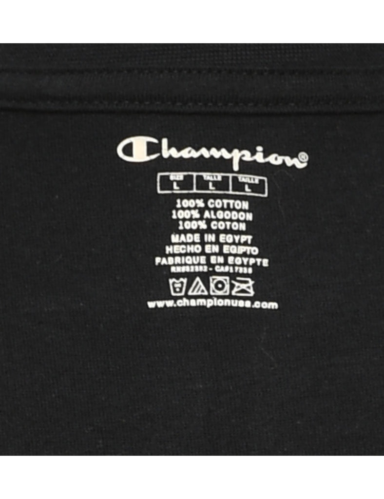 Champion Plain Black Long-Sleeve T-shirt - M