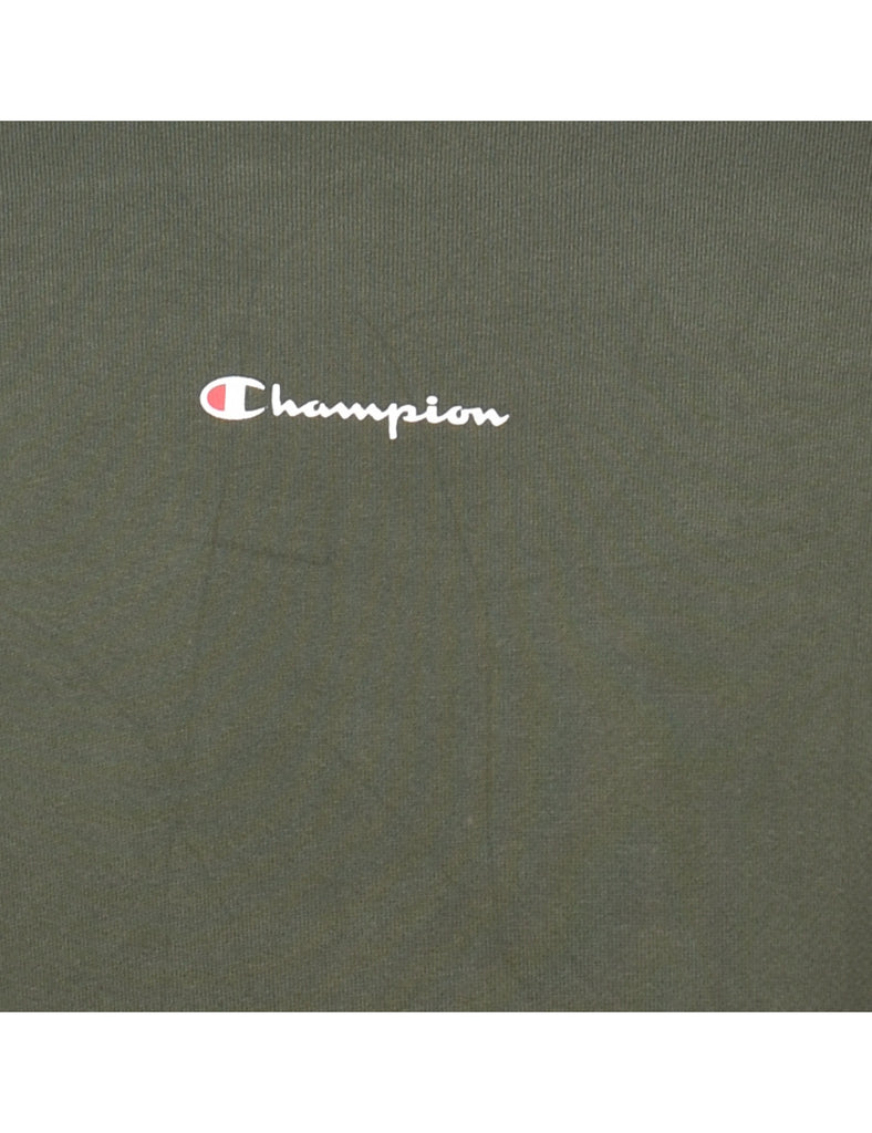 Champion Plain Black, White & Olive Green Sweatshirt - M