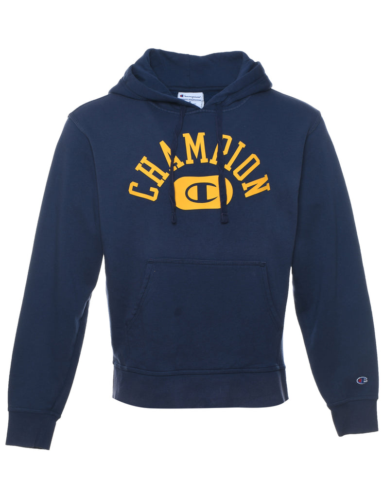 Champion Printed Navy & Yellow Hoodie - M