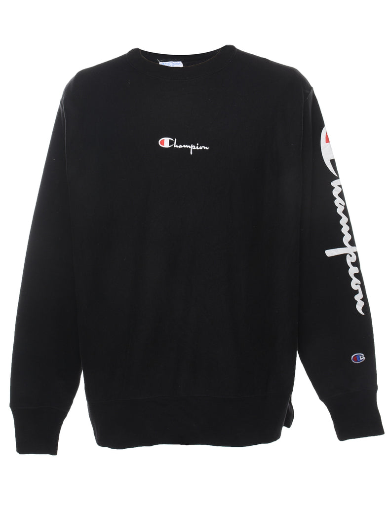 Champion Reverse Weave Black, Red & White Printed Sweatshirt - L