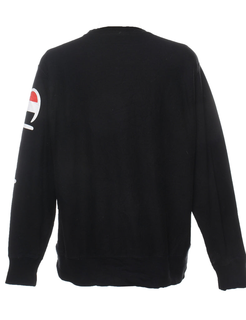 Champion Reverse Weave Black, Red & White Printed Sweatshirt - L