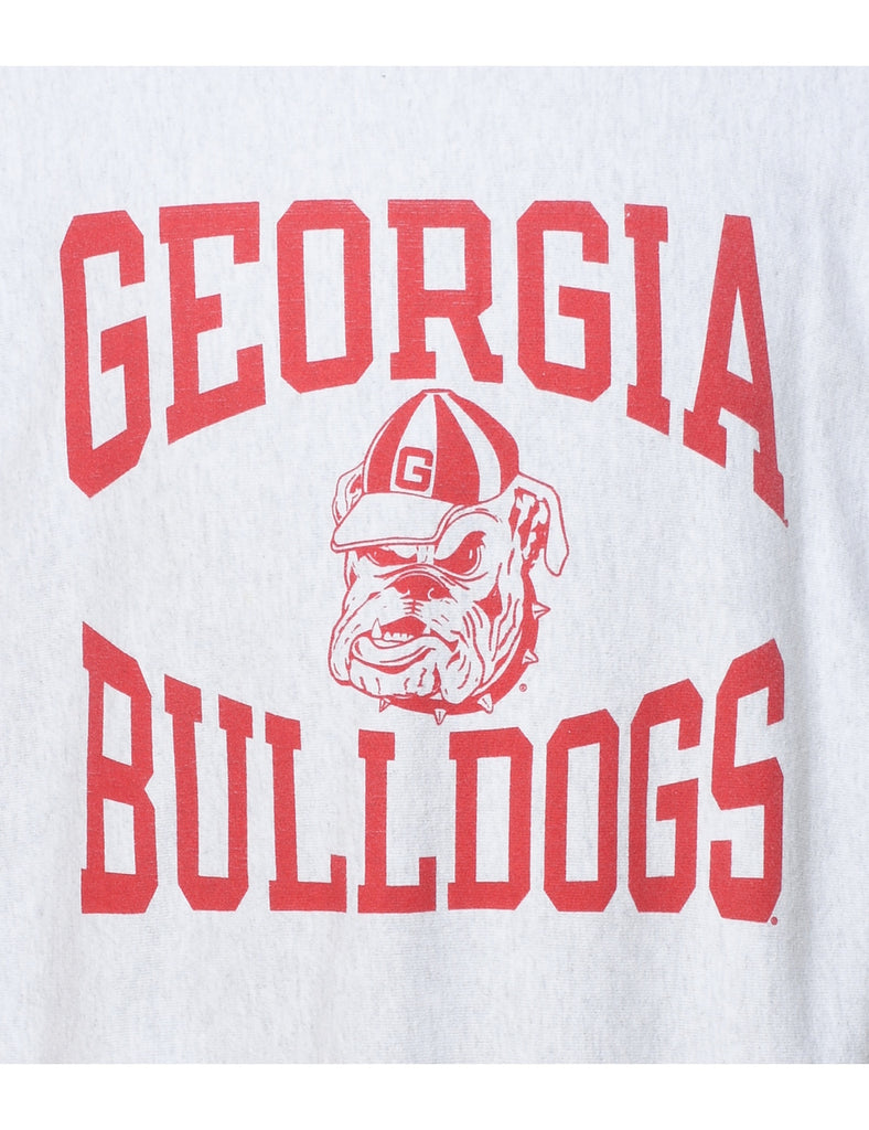 Champion Reverse Weave Georgia Bulldogs Light Grey & Red Printed Sweatshirt - M
