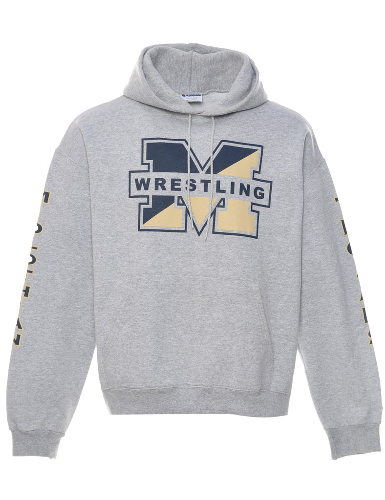 Champion Wrestling Grey Printed Hoodie - XL