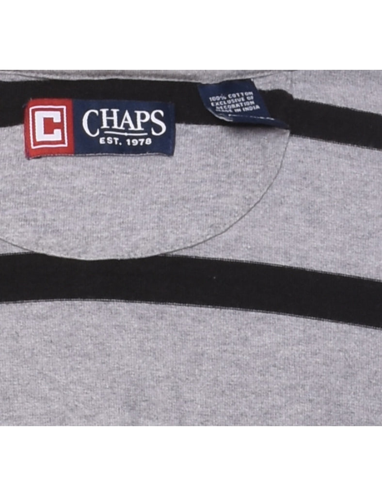 Chaps Striped Grey & Black High Neck Rugby Shirt - XL