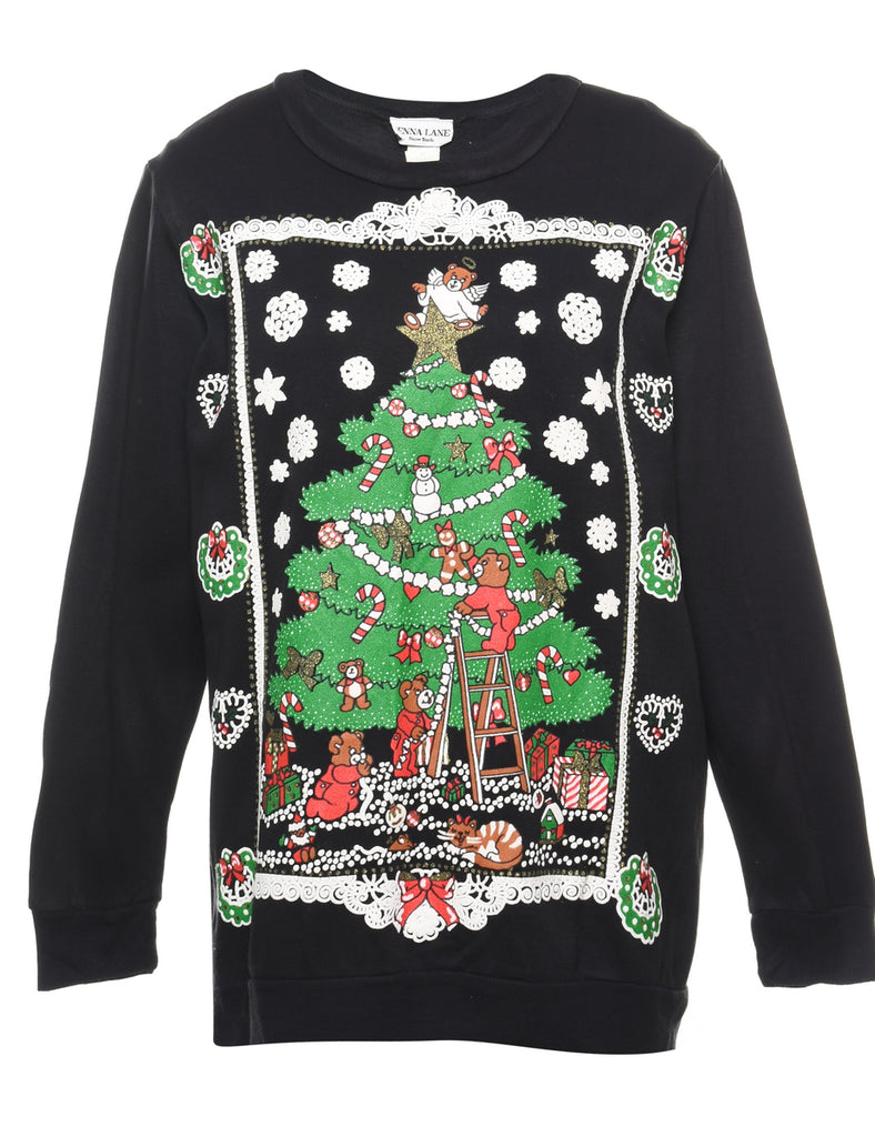 Christmas Tree Print Sweatshirt - L