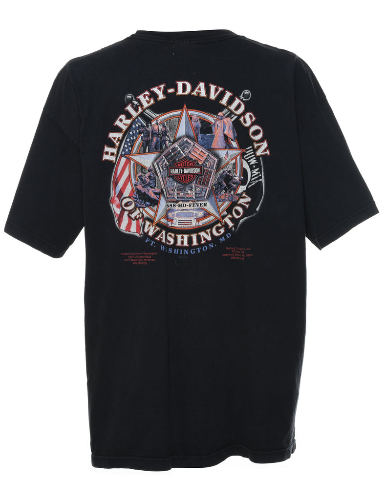Classic Black Harley Davidson Printed T-shirt - XXL