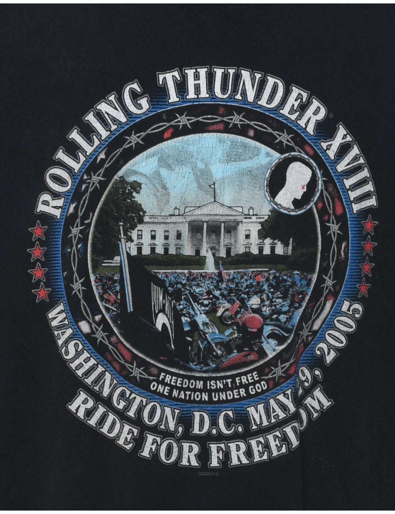 Classic Black Harley Davidson Printed T-shirt - XXL