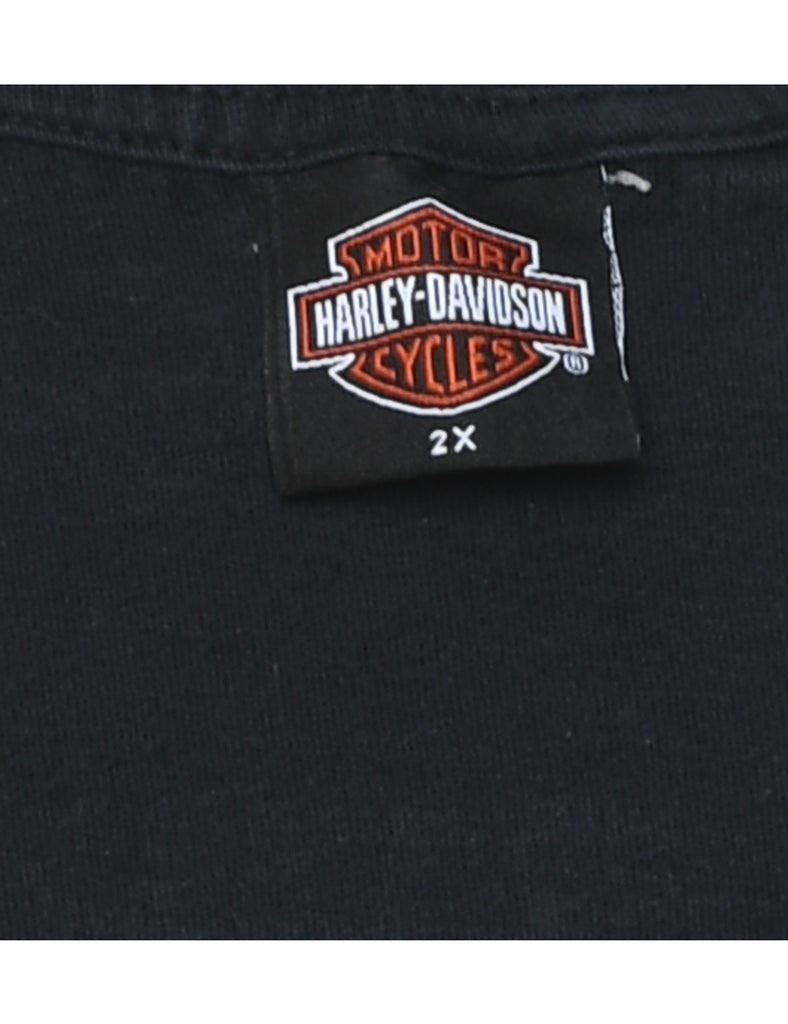 Classic Black Harley Davidson Printed T-shirt - XXL
