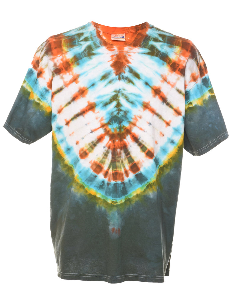 Cotton Tie Dye Design Multi-Colour T-shirt - XL