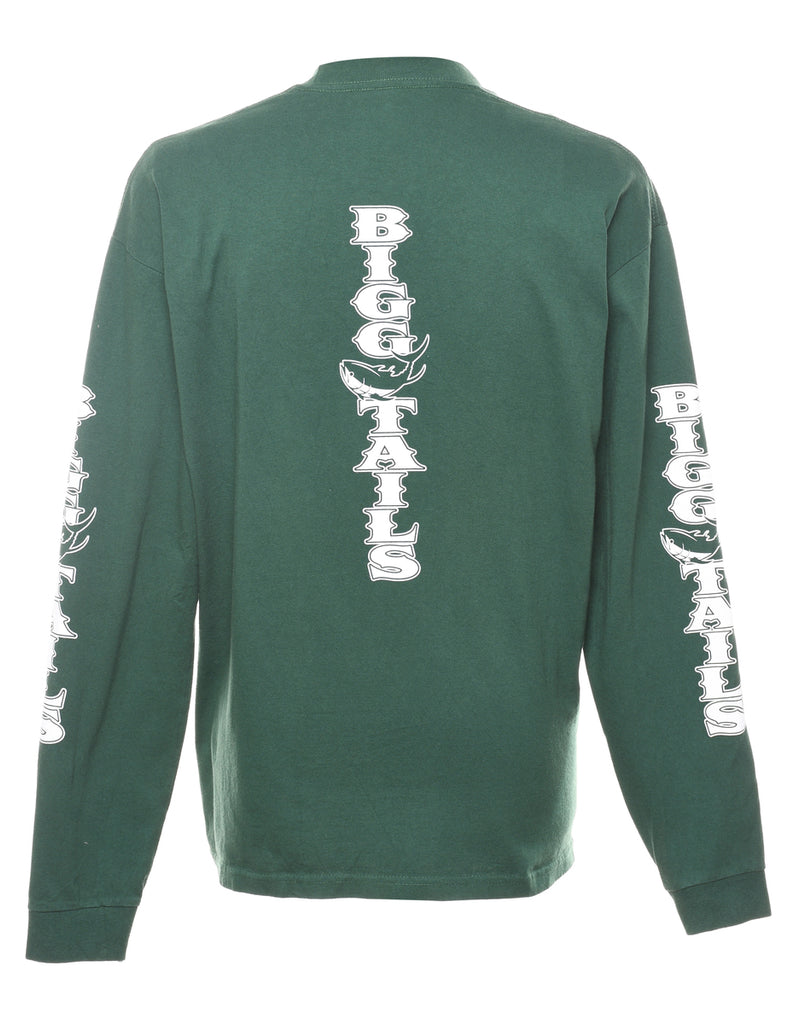 Dark Green Bigg Tails Printed T-shirt - XL