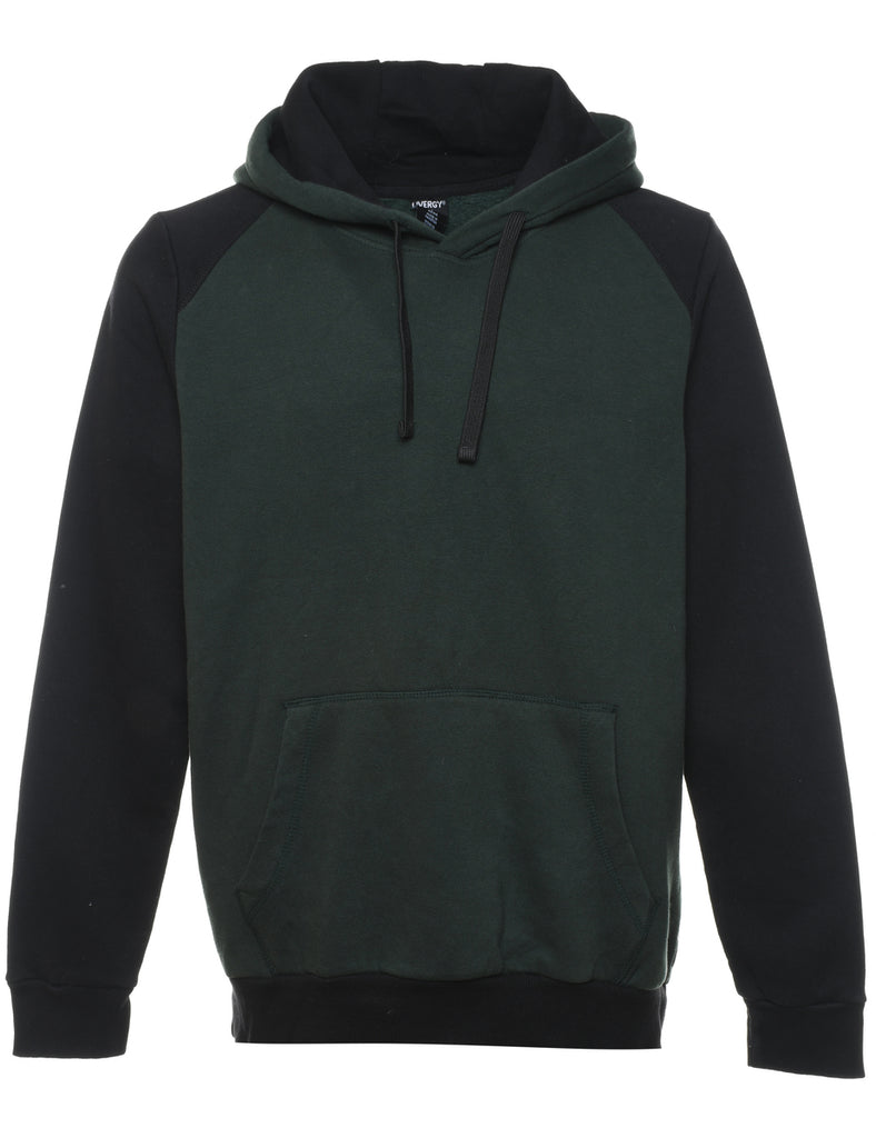 Dark Green & Black Hooded Sweatshirt - L
