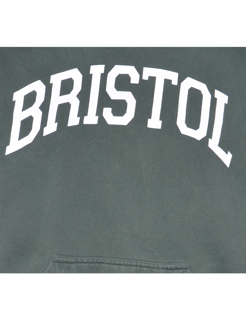 Dark Green Bristol Printed Hoodie - S