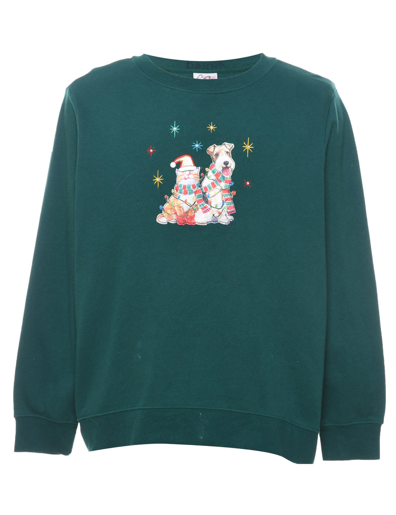 Dark Green Christmas Sweatshirt - XL