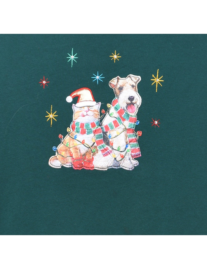 Dark Green Christmas Sweatshirt - XL