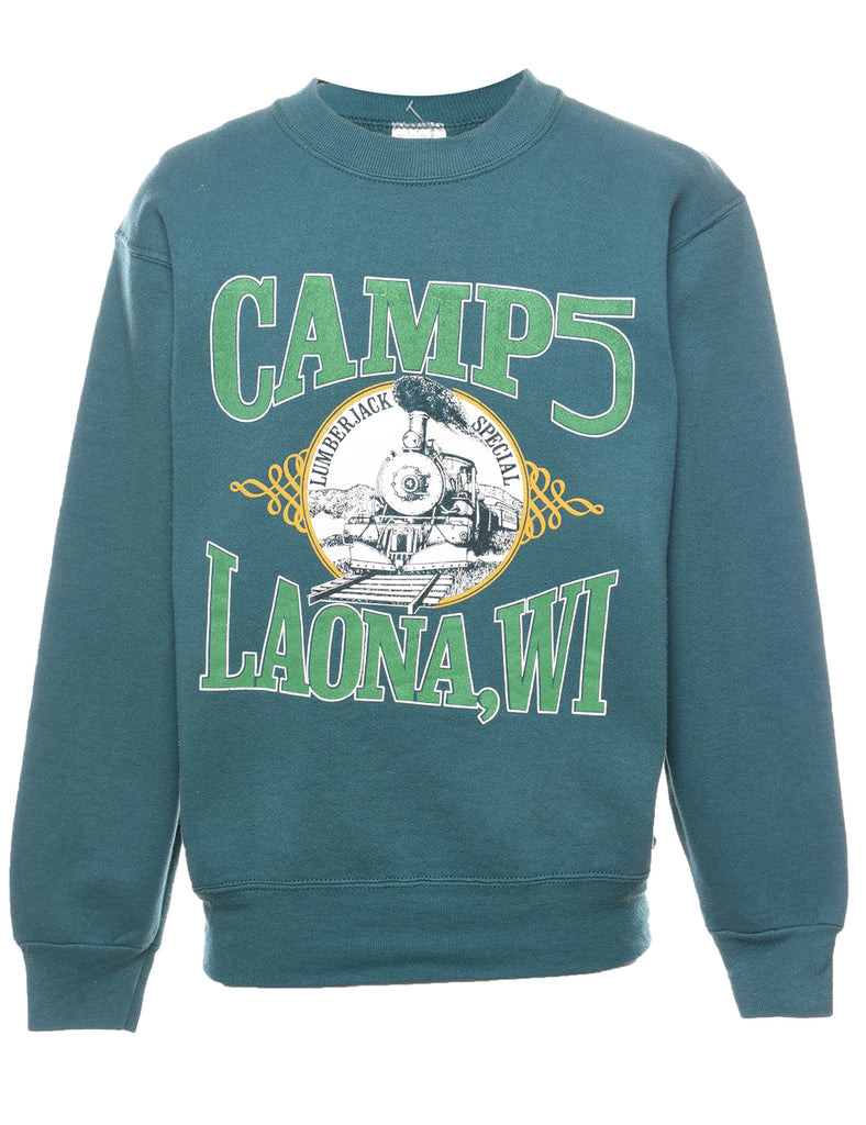 Dark Green Printed Camp 55' Sweatshirt - S