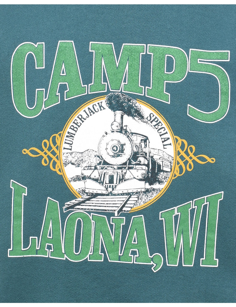 Dark Green Printed Camp 55' Sweatshirt - S