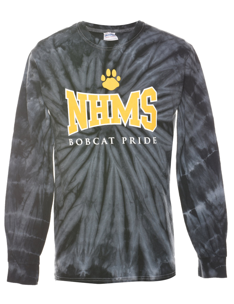 Dark Grey & Yellow NHMS Bobcat Pride Tie Dye T-shirt - S