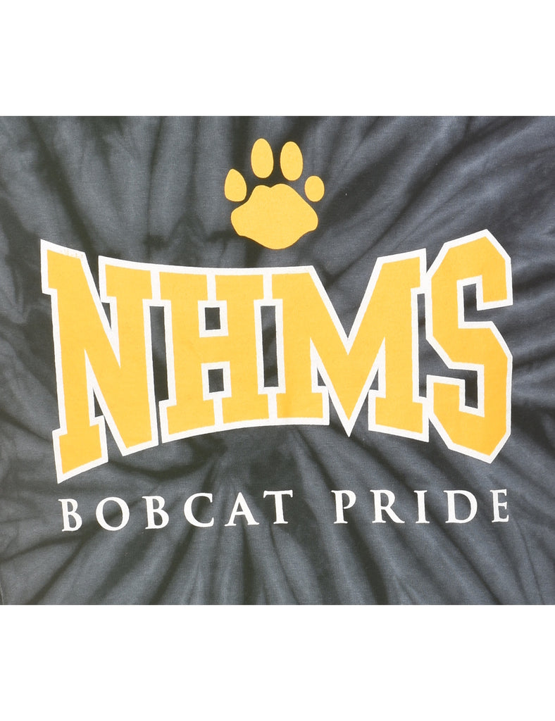Dark Grey & Yellow NHMS Bobcat Pride Tie Dye T-shirt - S