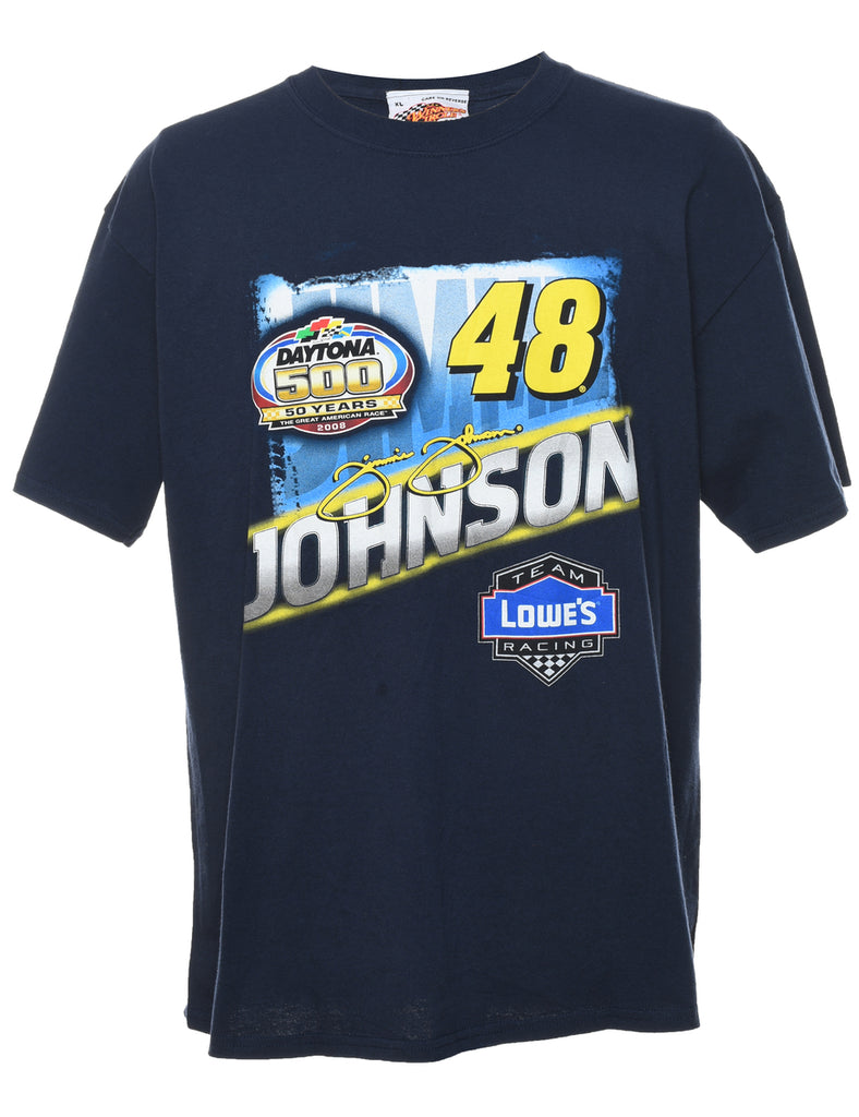Daytona Racing Design Navy Printed T-shirt - XL