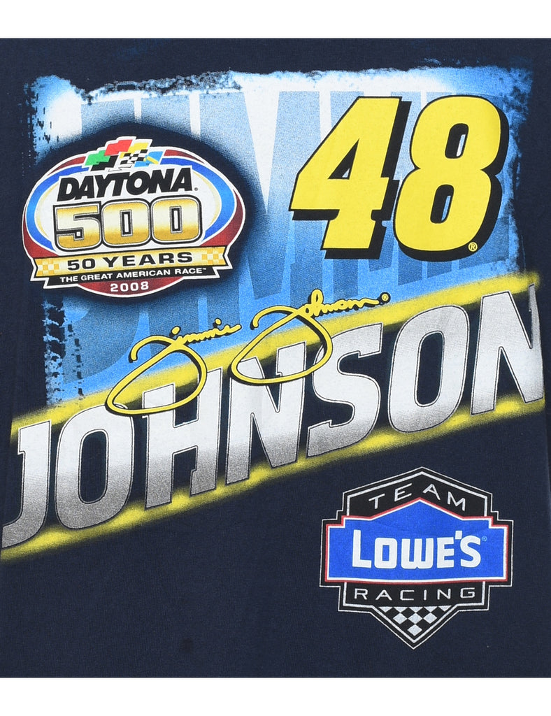 Daytona Racing Design Navy Printed T-shirt - XL