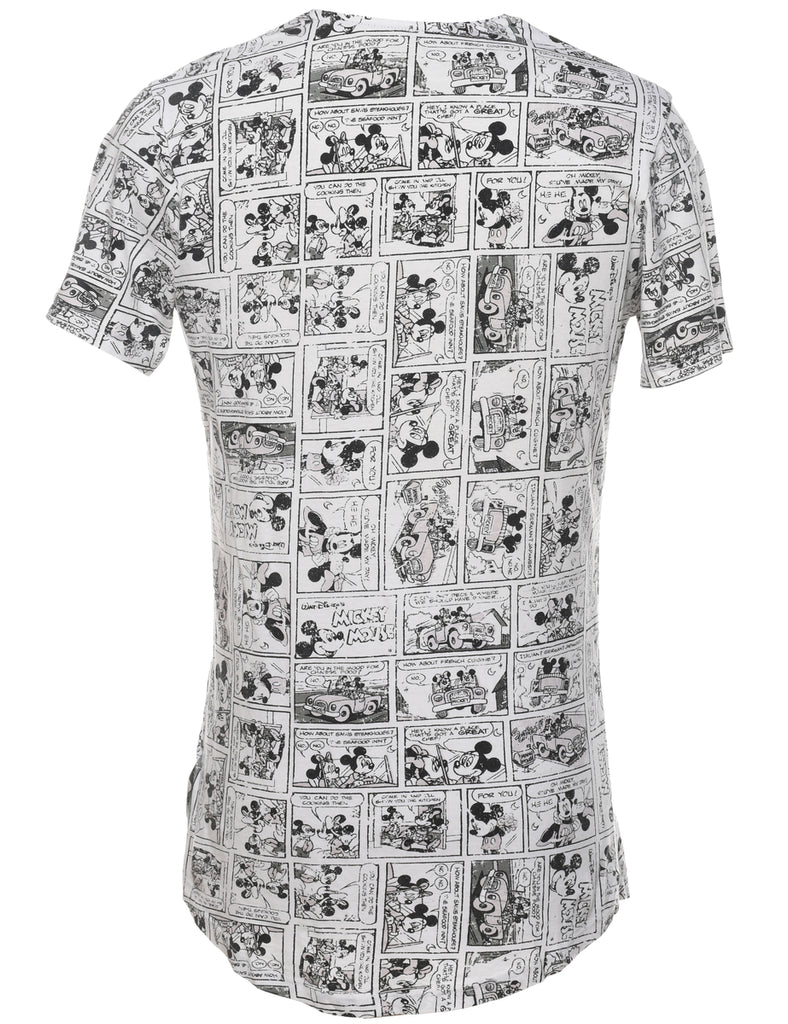 Disney Mickey Mouse Black, Red & White Cartoon T-shirt - XS