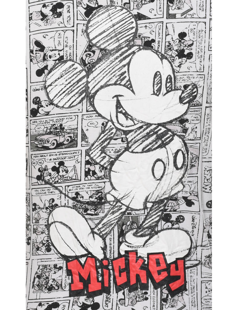 Disney Mickey Mouse Black, Red & White Cartoon T-shirt - XS