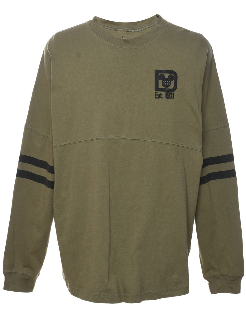 Disney Parks Olive Green & Black Printed T-shirt - XL