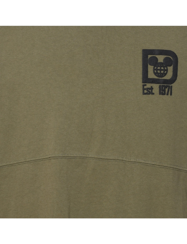 Disney Parks Olive Green & Black Printed T-shirt - XL