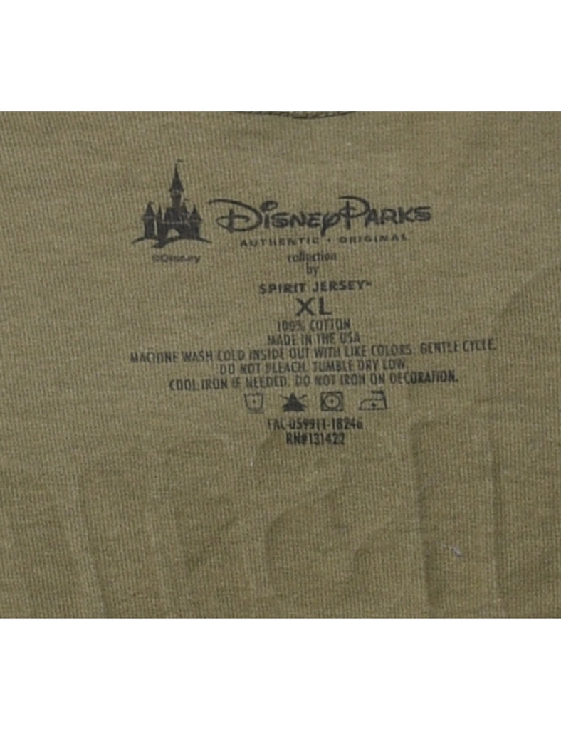 Disney Parks Olive Green & Black Printed T-shirt - XL