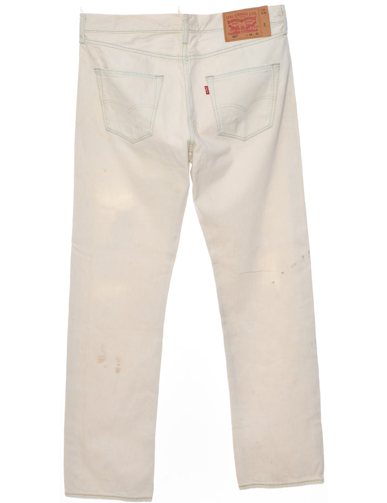 Distressed Off White Levis 501 Jeans - W34 L32