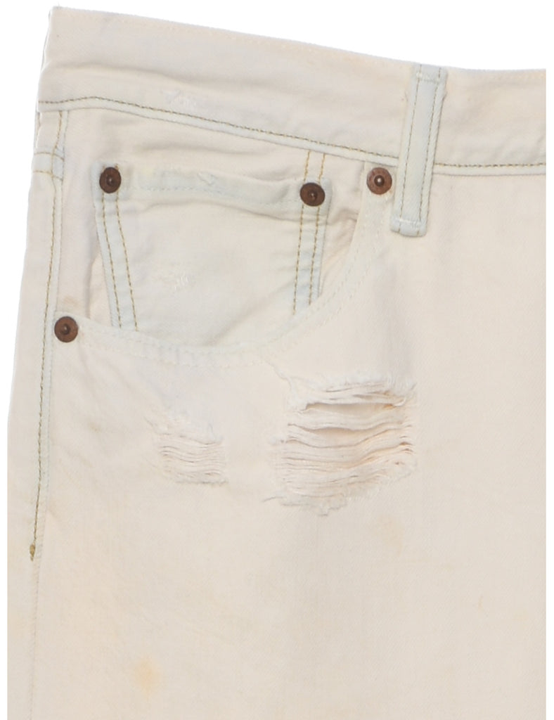 Distressed Off White Levis 501 Jeans - W34 L32