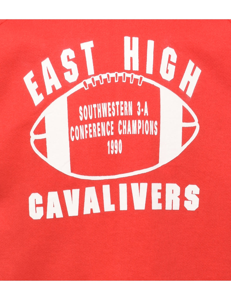 East High Cavaliers Printed Red & White Sweatshirt - XL