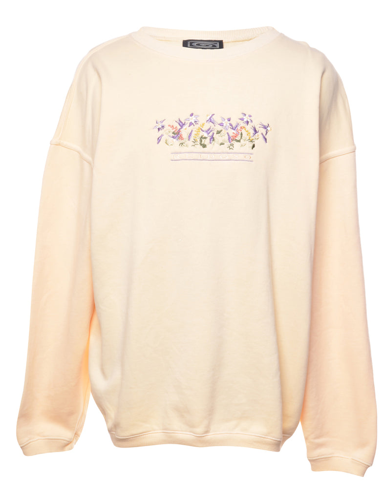 Embroidered Floral Printed Sweatshirt - XL
