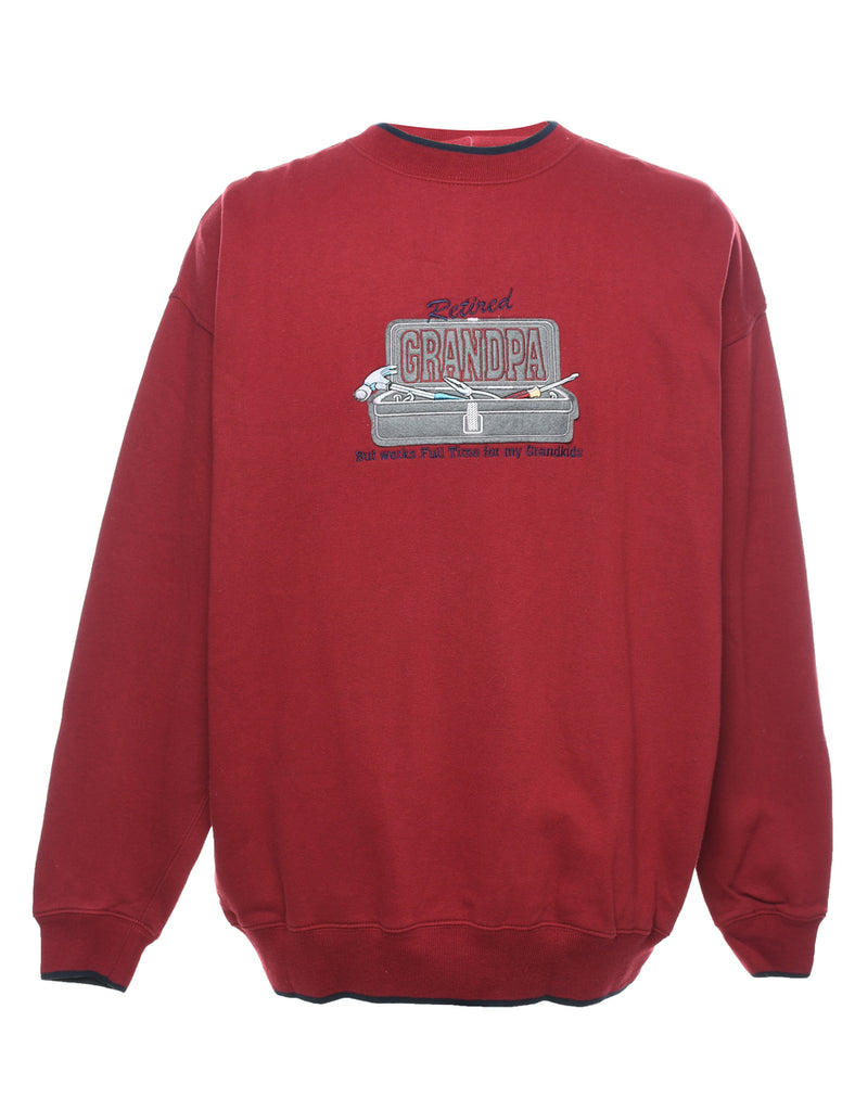 Embroidered Grandpa Printed Sweatshirt - XL